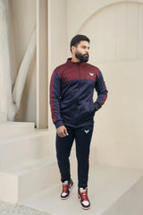 Fitflex 01 Men Zipper Tracksuit in Maroon Blue