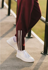 A.D.I.D.A.S Mock Neck Tracksuit in Maroon with White Strip