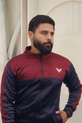 Fitflex 01 Men Zipper Tracksuit in Maroon Blue